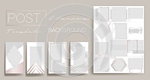 Design backgrounds for social media banner.Set of instagram stories post frame templates.Vector cover. Mockup for personal blog o photo